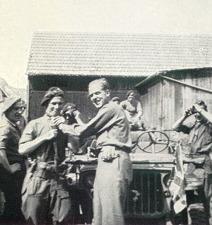 Jean de Blommaert at the liberation of the Foret de Freteval camps 1944